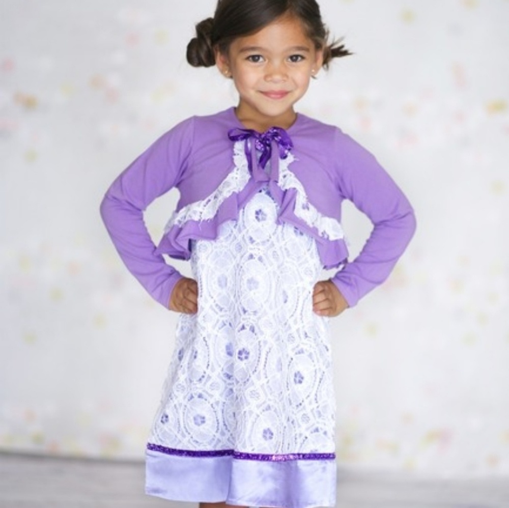 Jelly the Pug sz 5 Purple Lena dress & jacket set